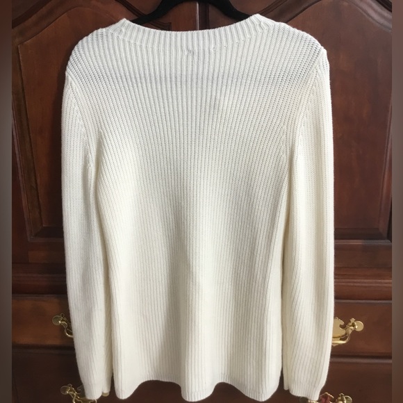 Talbots White Wool knit sweater Size S - Picture 2 of 3
